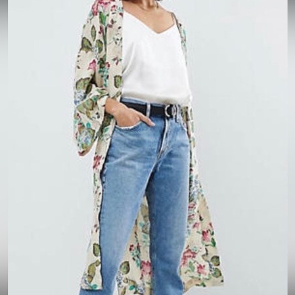Free People Latimer Embellished Kimono floral boho small